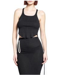 Rick Owens - Tops ,Zwart ,Katoen Basic Tank Cropped - Lyst