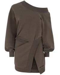 The Attico - Braunes kleid mit asymmetrischem ausschnitt und cut-out - Lyst