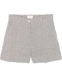 P.A.R.O.S.H. - Korte Broeken ,Grijs ,Linnen Geruite Linnen Shorts - Lyst