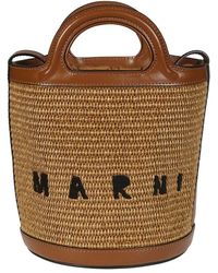Marni - Tropicalia Mini Bucket Raffia Schultertasche - Lyst