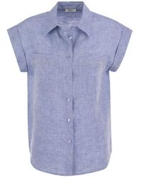 Peserico - Camisa sin mangas de lino con punto luce - Lyst