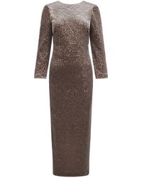 Peserico - Kleedjes ,Bruin ,Polyester Sequined Long Fitted Dress - Lyst