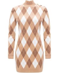 Balmain Band Collar Dress - Naturel