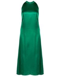 Pinko - Kleedjes ,Groen ,Leer Maxi Jurk Van Hoogwaardige Stof - Lyst