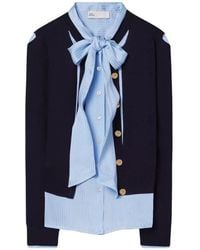 Tory Burch - Marineblauer Wollcardigan - Lyst