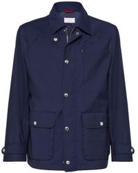 Brunello Cucinelli - Blauwe Field Jacket Met Raglanmouwen - Lyst