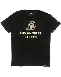 KTZ - Tops ,Zwart ,Katoen Nba Zwart Goud Metallic Tee Lakers - Lyst