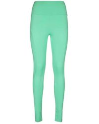 MSGM - Broeken ,Groen ,Elastische High-Waist Leggings - Lyst