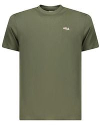 Fila - Tops ,Groen ,Katoen Laas Regular Fit T-Shirt Met Korte Mouwen - Lyst