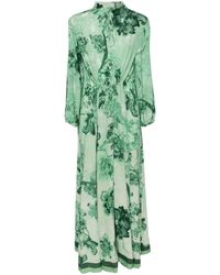 F.R.S For Restless Sleepers - Vestido verde de seda con estampado floral - Lyst