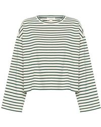 Soaked In Luxury - Gestreiftes boxy tee top weiß regenwald - Lyst