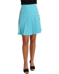 Dolce & Gabbana - Crystal Wool A-Line Pleated Skirt - Lyst