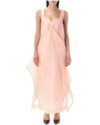 KHAITE - Abito in seta con scollo a cuore rosa chiaro - Lyst