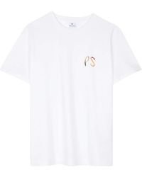 PS by Paul Smith - T-shirt in cotone biologico a righe con logo - Lyst