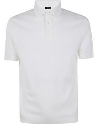 Herno - Tops ,Wit ,Katoen Polo Shirt Met Jersey Knit Effect - Lyst