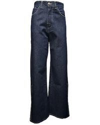 Giulia N Couture - Denim palazzo hose mit seitenschlitz - Lyst