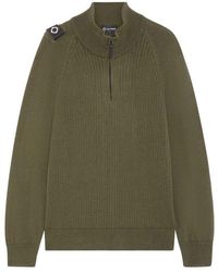 Ma Strum - Quarter zip strickpullover mit geripptem stretchgewebe - Lyst