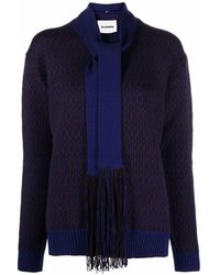 Jil Sander - Truien & Vesten ,Bruin ,Wol Textured Gebreide Coltrui - Lyst
