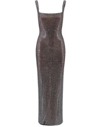 Self-Portrait - Rhinestone Mesh Midi Jurk - Lyst