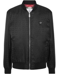 Philipp Plein - Jassen ,Zwart ,Nylon Nylon Bomber Jacquard Monogram - Lyst
