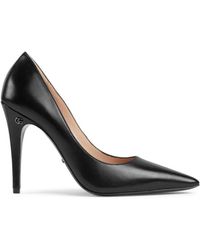 Gucci - Zapatos de tacón de cuero negro con punta - Lyst