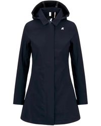 K-Way - Blauwe Trenchcoat Waterdicht Winddicht - Lyst