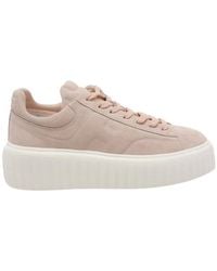 Hogan - Blush Low-Top Suede Ribbed Sole Sneakers - Lyst