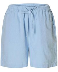 SELECTED - Hellblaue Leinen-Shorts Mit Kordelzug - Lyst
