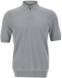 Eleventy - Tops ,Grijs ,Katoen Half-Zip Polo Shirt - Lyst