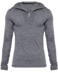 Jil Sander - Truien & Vesten ,Grijs ,Wol Ribbed-Knit Half-Zip Turtleneck Sweater - Lyst