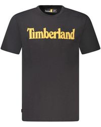 Timberland - Tops ,Zwart ,Katoen Zwart Logo Print Crew Neck T-Shirt - Lyst