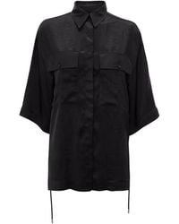 JW Anderson - Overhemden ,Zwart ,Casual Zwart Viscose Shirt Met Korte Mouwen - Lyst