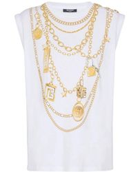 Balmain - Tops ,Wit ,Nylon Witte Zijde & Nylon T-Shirts En Polo's - Lyst