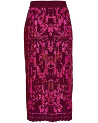 Versace - Rokken ,Paars ,Polyester Porcelain Barocco Geplooide Lange Rok - Lyst