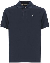 Barbour - Tops ,Blauw ,Katoen Tartan Placket Pique Polo Shirt - Lyst