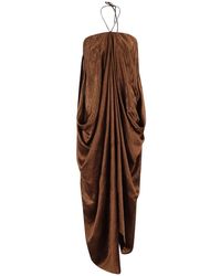 Birgitte Herskind - Gedrapes Toffee Satin Kleid - Lyst