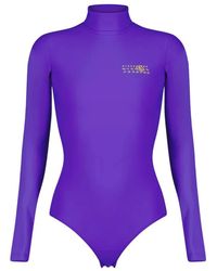 MM6 by Maison Margiela - Bedruckter body mit hohem kragen - Lyst