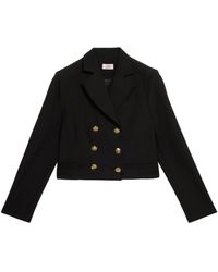 Oltre - Double-Breasted Cropped Blazer - Lyst