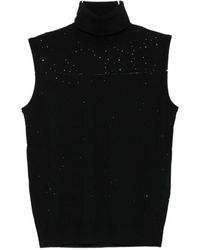 Emporio Armani - Schwarzes Seiden- & Nylon-Top - Lyst