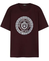 Versace - Tops ,Bruin ,Grafische Print T-Shirts Met Ronde Hals - Lyst