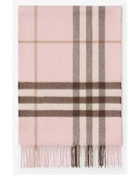 Burberry - Accessoires ,Roze ,Kasjmier Check Cashmere Sjaal - Lyst