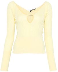 Jacquemus - Zitronengelber sweater mit rundhalsausschnitt - Lyst