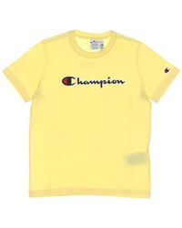 Champion - Gele Crewneck Tee Korte Mouw T-Shirt - Lyst