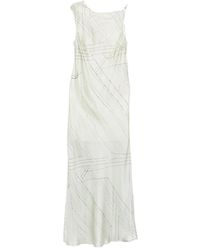 Alysi - Kleedjes ,Groen ,Satijn Maxi-Jurk Met Abstracte Print - Lyst