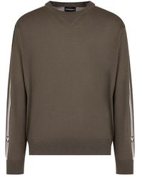 Emporio Armani - Gemusterter Wollpullover Mit Rundhalsausschnitt - Lyst