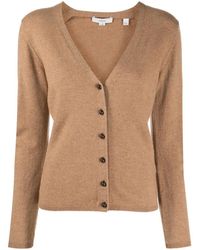 Vince - Cárdigan Marrón Con Cuello En V Y Botones, Mujer, Talla - Lyst