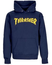 Thrasher - Hoodies & Sweatvesten ,Blauw ,Katoen Hoodie Met Kangoeroezak - Lyst