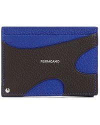 Ferragamo - Porta carte di credito in pelle marrone grain - Lyst