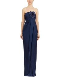 Elisabetta Franchi - Abito Red Carpet à Jersey Lucido Con fiore Ricamato - Lyst