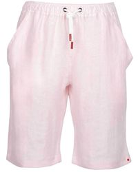 Kiton - Linnen Shorts Met Trekkoord - Lyst